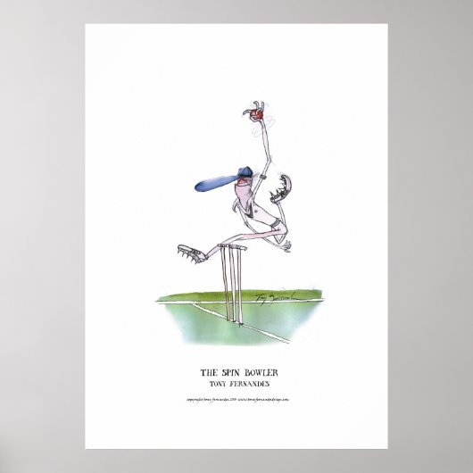 スピンボウリングをする人、 クリケットの投手、トニー・フェルナンデスのポスター ポスター (正面)
