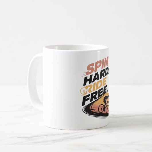 スピン懸命ライドフリーバイサイクリングTシャツ コーヒーマグカップ (正面左)