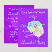 スピン スピン ドレイデル ハヌカ パーティー 招待状 (正面/裏面)