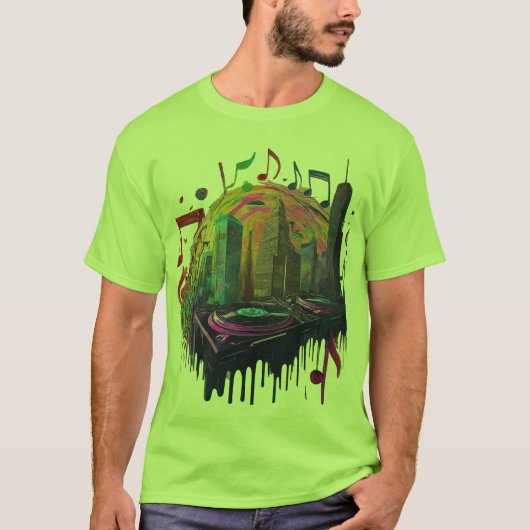 スピーカー付き音波:レトロビート、モダン溝 Tシャツ (正面)