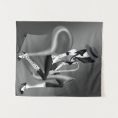 スピーカー – グレーのモノクロ タペストリー (正面(横))