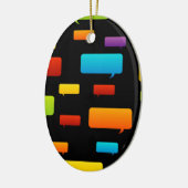 スピーチの泡背景 セラミックオーナメント (左)