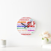 スピーチの言語病理学者のカラフルなおもしろいのフォント ラウンド壁時計 (ホーム)