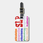 スピーチの言語病理学者のカラフルなおもしろいのフォント ラゲッジタグ (正面縦)