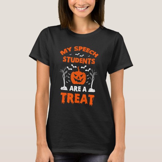 スピーチクール学生がセラピーSlpハロウィーンを治療 Tシャツ (正面)