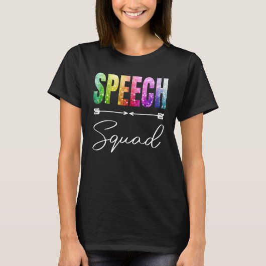 スピーチスクチーム絞り染め感謝の日こんにちは戻るT Tシャツ (正面)