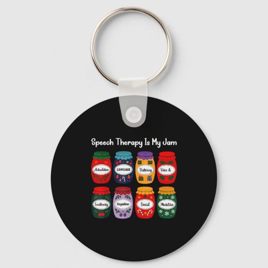 スピーチセラピーが私のジャム クリスマス言語療法士 キーホルダー (正面)