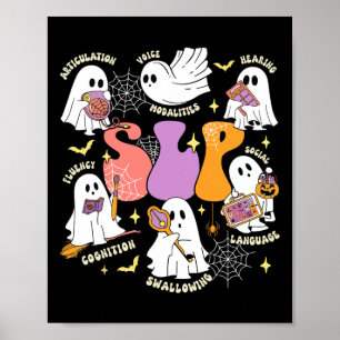 スピーチセラピー不気味Slpハロウィーンかわいい幽霊 ポスター