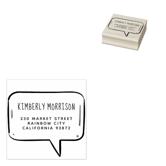 スピーチバブル 名前と住所 ラバースタンプ (押印)
