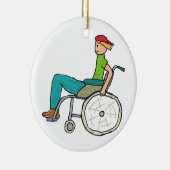 スピーディおもしろい車椅子利用者 セラミックオーナメント (右)