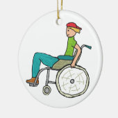 スピーディおもしろい車椅子利用者 セラミックオーナメント (左)