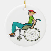 スピーディおもしろい車椅子利用者 セラミックオーナメント (裏面)