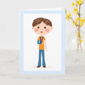 スピーディな回復 – 壊れたアームカードを持つ漫画の少年 カード (黄色い花)