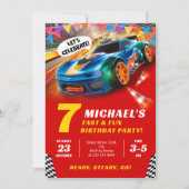 スピーディレースカー誕生祝い 招待状 (正面)