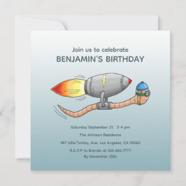 スピーディロケットワーム誕生日招待状 招待状