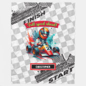 スピーディ小さな少年レーシングフォーミュラ1毛布 フリースブランケット (正面)