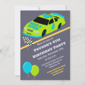 スピードが足りない！レースカー男子の4歳誕生日パーティー 招待状 (正面)