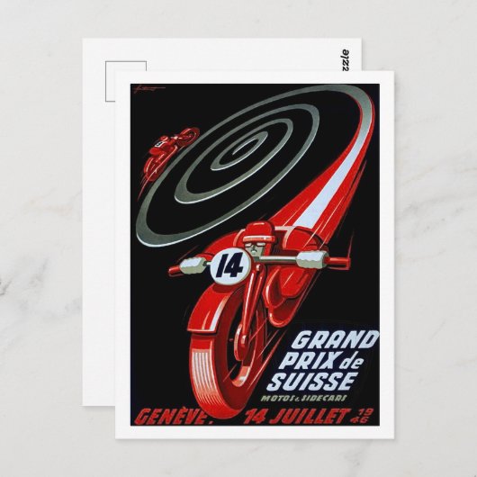 スピードでレース用バイク、ヴィンテージポストカード ポストカード (正面/裏面)