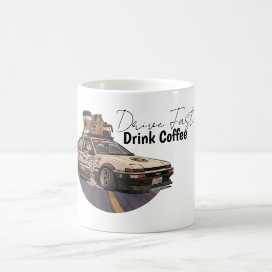 スピードとコーヒーを愛する車好きマグカップ コーヒーマグカップ (中央)
