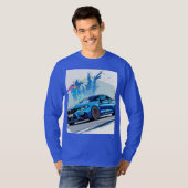 スピードとスタイルユニセックスブルーTシャツ Tシャツ (正面フル)