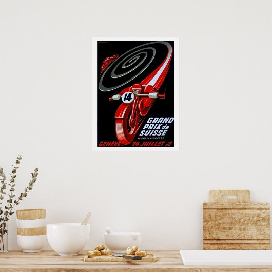 スピードとヴィンテージのポスターでレース用バイク ポスター (キッチン)