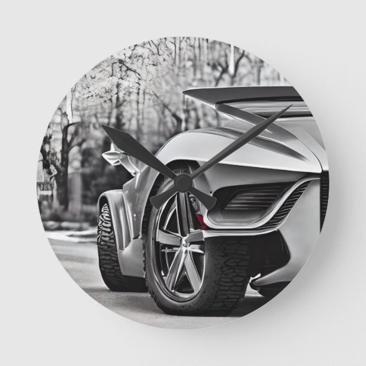 スピードウェイのエレガンスクラシック:車の愛好家ウォールクロ ラウンド壁時計 (正面)