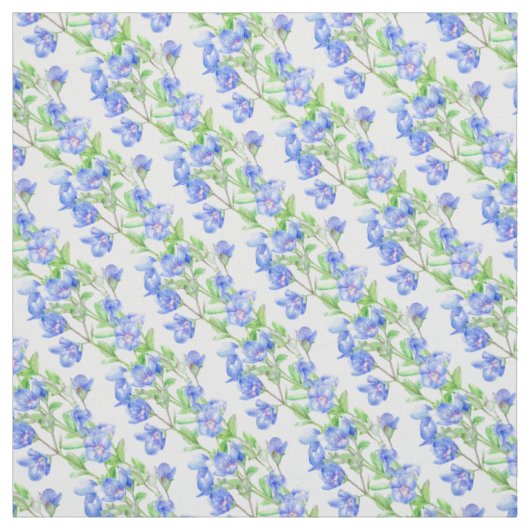 スピードウエルの水彩画パターン(の模様が)ある布 ファブリック (見本)