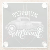 スピードショップ改造名前をカスタムするピンスリップガレージ ガラスコースター (裏面)