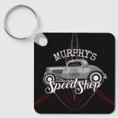 スピードショップ改造名前をカスタムするピンスリップガレージ キーホルダー (正面)