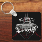 スピードショップ改造名前をカスタムするピンスリップガレージ キーホルダー (正面)