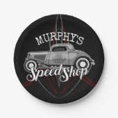 スピードショップ改造名前をカスタムするピンスリップガレージ ペーパープレート (正面)