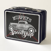 スピードショップ改造名前をカスタムするピンスリップガレージ メタルランチボックス (裏面)
