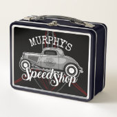 スピードショップ改造名前をカスタムするピンスリップガレージ メタルランチボックス (正面)