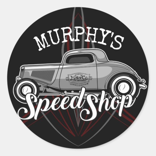 スピードショップ改造名前をカスタムするピンスリップガレージ ラウンドシール (正面)