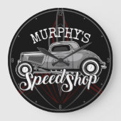 スピードショップ改造名前をカスタムするピンスリップガレージ ラージ壁時計 (正面)