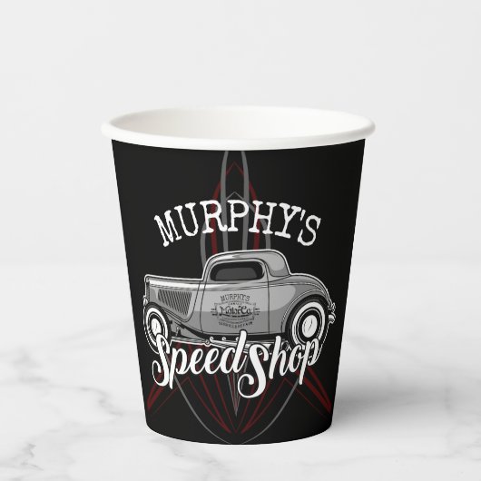スピードショップ改造名前をカスタムするピンスリップガレージ 紙コップ (正面)