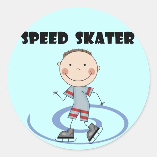 スピードスケーター – Boy Tシャツとギフト ラウンドシール (正面)