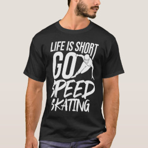 スピードスケートで滑るスキートショートトラックスケータートレーニングTr Tシャツ