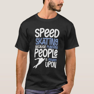 スピードスケートで滑るスキートショートトラックスケータートレーニングTr Tシャツ