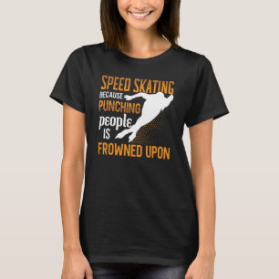 スピードスケートで滑るスキートショートトラックスケータートレーニングTr Tシャツ