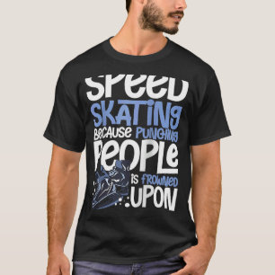 スピードスケートで滑るスキートショートトラックスケータートレーニングTr Tシャツ
