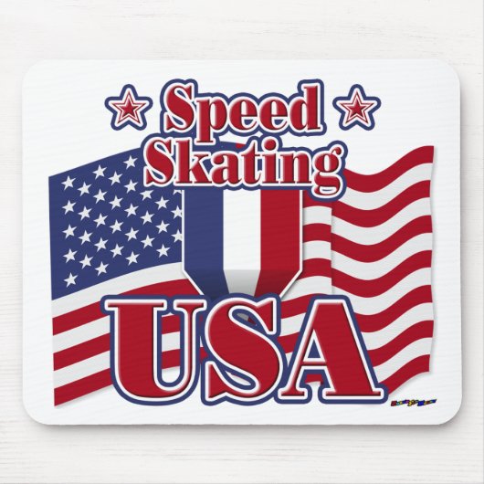 スピードスケートで滑るUSA マウスパッド (正面)