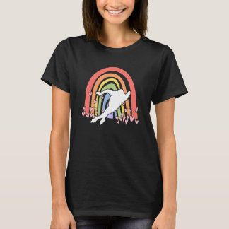 スピードスケートの女性アイススケートかわいいスピードスケート Tシャツ