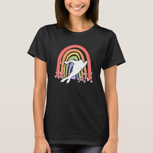 スピードスケートの女性アイススケートかわいいスピードスケート Tシャツ (正面)