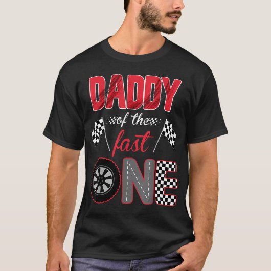 スピードスターお父さん 1歳の誕生日 レーシングカー Tシャツ (正面)