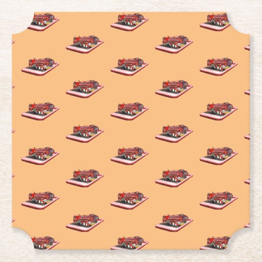 スピードダイヤルの消防車 ペーパーコースター (正面)