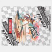 スピードドリームズレーシングブランケット式1男の子誕生日 フリースブランケット (正面(横))