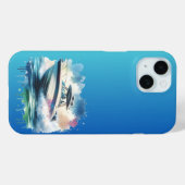 スピードボートの水彩画アドベンチャー Case-Mate iPhoneケース (裏面 (横))
