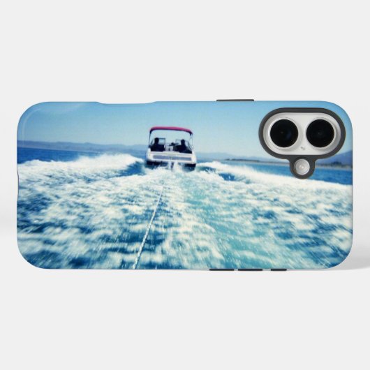 スピードボートを後ろに水上スキー横構図の写真 Case-Mate iPhoneケース (裏面 (横))