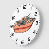 スピードボートイラストレーション航海のおもしろいボートデザイン ラージ壁時計 (傾斜)